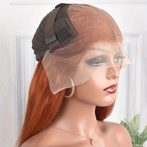180% Density Ginger Orange Deep Wave Human Hair Wigs 13x4 HD Transparent Lace Front Hair Wigs For Women Girls 16-30 Inch