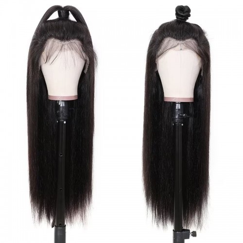 Straight Hair Pre-plucked 360 Lace Frontal Wigs Human Hair 180% Density