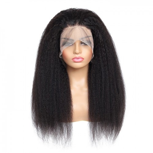 360 Kinky Straight Pre-plucked Hair SKINLIKE Real HD Lace Full Frontal Human Hair Wig