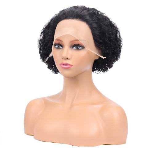 Pixie Cut Wig Human Hair Curly Wigs Short Curly Bob Wigs For Women Lace Part Wig Human Hair 6 Inch Natural Color