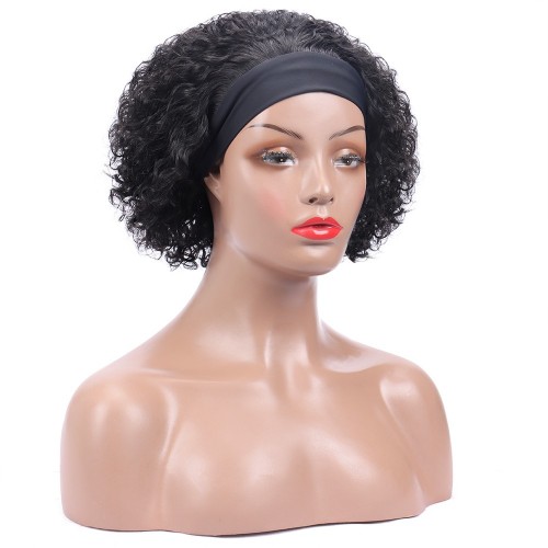 Headband Wig Human Hair Curly Wigs Short Curly Bob Wigs For Women Lace Part Wig Human Hair 6 Inch Natural Color