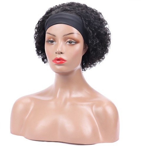 Headband Wig Human Hair Curly Wigs Short Curly Bob Wigs For Women Lace Part Wig Human Hair 6 Inch Natural Color