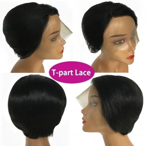 Short Straight Hair Wig, Short Bob Side Part Lace Front Human Hair Wigs, Transparent Lace Front Human Hair Wigs For Women