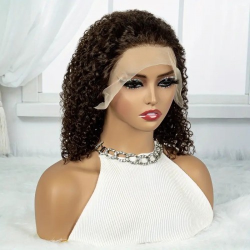 150%13x4 Lace Front Wigs Human Hair For Women Bob Deep Curly Wave Frontal Curly Lace Wigs Pre Plucked With Baby Hair