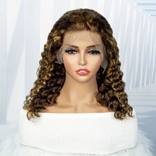 150%13x4 Lace Front Wigs Human Hair For Women Bob Deep Curly Wave Frontal Curly Lace Wigs Pre Plucked With Baby Hair