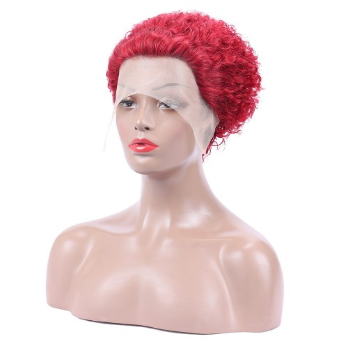 Pixie Cut Wig Human Hair Curly Wigs Short Curly Bob Wigs For Women 13X1 Transparent Lace Part Wig Human Hair 6 Inch 99J Color@dashaedadoll