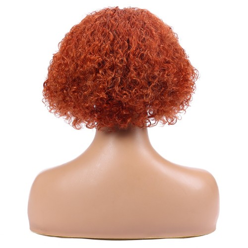 Headband Wig Human Hair Curly Wigs Short Curly Bob Wigs For Women 13X1 Transparent Lace Part Wig Human Hair 8 Inch Ginger Brown Color@dashaedadoll