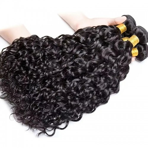 3pcs Water Wave Human Hair Weave Bundles Brazilian Remy Hair Bundles For Women Girls Natural Color@IAMSHERIKAB