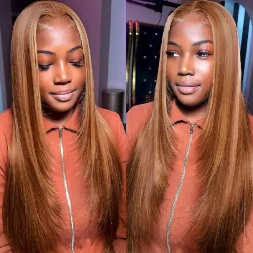 IAMSHERIKSB Layered Highlight Wigs Honey Blonde Balayage Highlights Wig Human Hair Wig