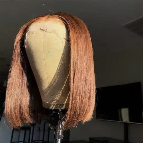 IAMSHERIKSB #4 Chorolate Brown Short Bob Lace Front Straight Bob Wigs Human Hair Wigs