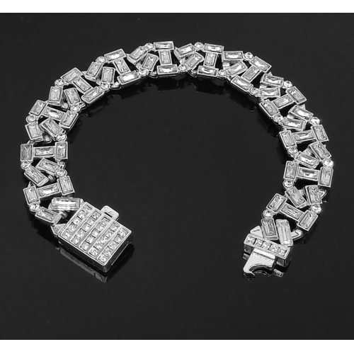 13 mm Wide Diamond-shaped Square Grid Letter Two-pointed 2.5T Diamond Full Water Drill Phop Hip-hop Trendy Cuban Chain Necklace
