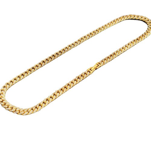 Alloy Lady 16-70cm Wide Chain Heart-shaped Small Cuban Chain Gold Chain Full Diamond Hiphop Rap Hip-hop Necklace