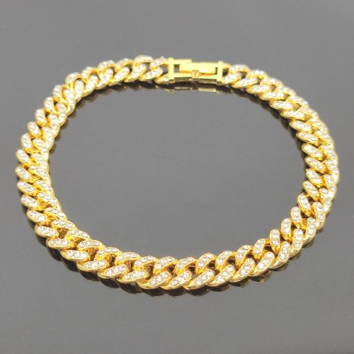 Alloy Lady 16-70cm Wide Chain Heart-shaped Small Cuban Chain Gold Chain Full Diamond Hiphop Rap Hip-hop Necklace