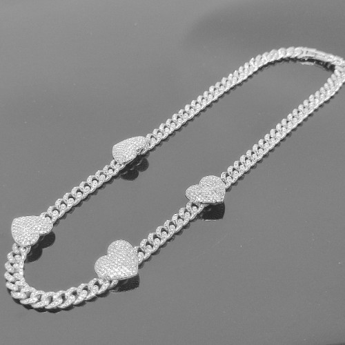 Silver chain with 4 hearts