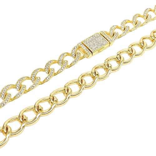 Exquisite European and American Ins 12mm Women's Fine Cuban Chain Full of Diamond Jewelry Hiphop Women's Necklace Accessories