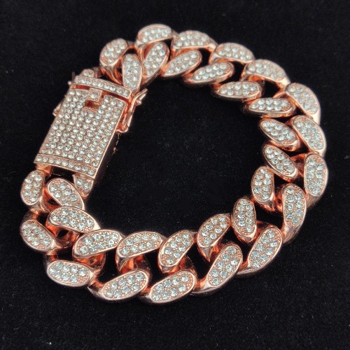Today's Special Hiphop Trendy 20mm Cuban Chain Diamond-set Full Drill Bracelet Men's and Women's Hiphop Big Gold Necklace