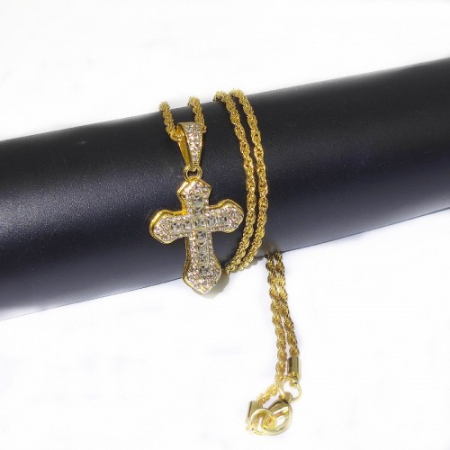 Colorful Full Drill Cross Necklace, Heavy-duty Hiphop Fashion