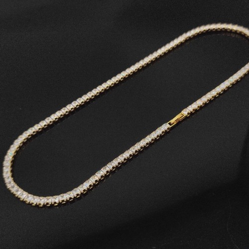 Simple and Elegant Women's 5mm Copper Chain Square Diamond Micro-inlaid Zircon Hiphop Bracelet