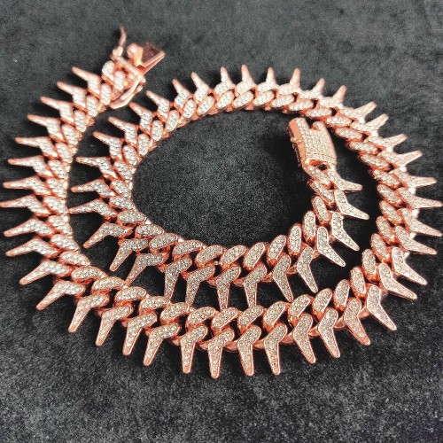 High-Quality Quirky Hiphop Single-sided Thorn Comb-shaped Cuban Chain Necklace, Manufacturer Sales