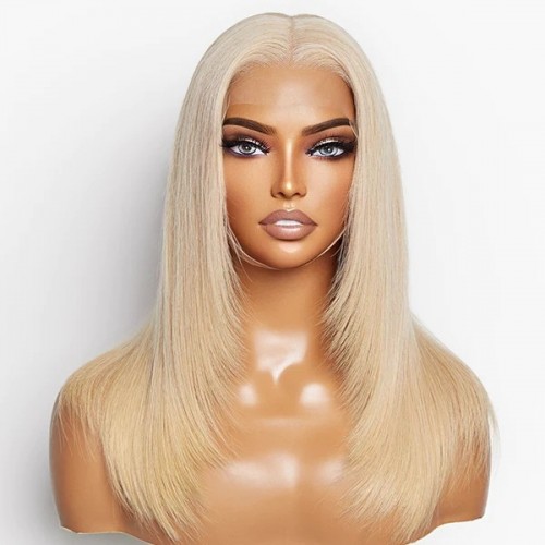 Limited Design | Blonde 613 Layered Cut Glueless 5x5 Closure Undetectable HD Lace Wig 100% Virgin Human Hair