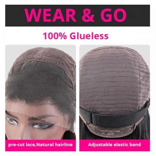 Pre Cut HD Lace Frontal Wigs Straight Hair Wear & Go Glueless Front Wigs Beginner Friendly