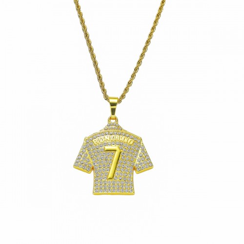 European and American Hip-hop Full Diamond #7 Jersey Pendant Necklace, Factory Direct Sale