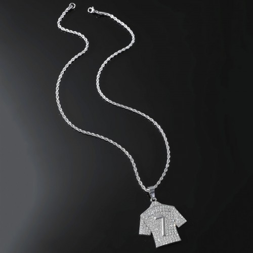 European and American Hip-hop Full Diamond #7 Jersey Pendant Necklace, Factory Direct Sale