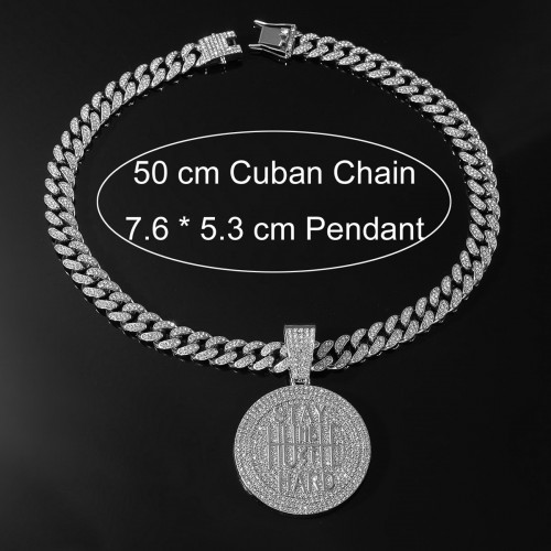 Silver (STAY HARD) - with 50cm Cuban chain