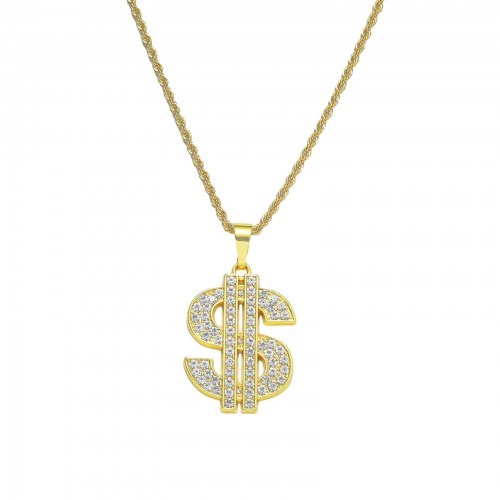 European and American Exaggerated Hip-hop Dominant Dollar Symbol Pendant, Alloy Inlaid Diamond Personalized Cool Men's Pendant Accessories