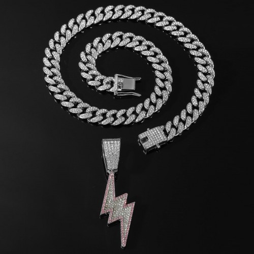 Silver (lightning) - with 50cm Cuban chain