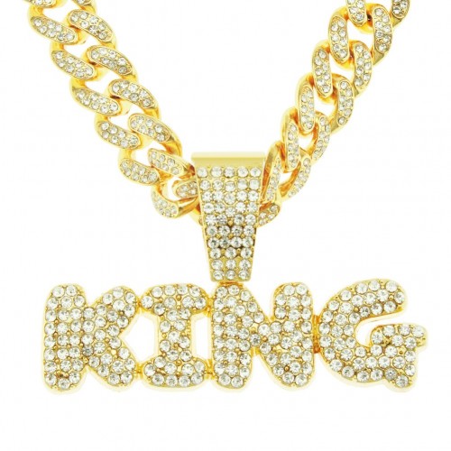 Exaggerated King Full Diamond Letter Pendant - European and American Hip-hop Accessories