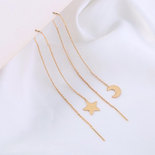 French Tassel Fairy Elegant Zircon Ear Thread Gentle Stars Moon Ear Thread Trendy Jewelry