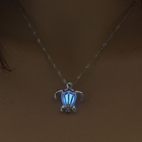 European and American Necklace Fashion Hourglass Crystal Personality Pendant Luminous Necklace Sand Wishing Bottle Ladies' Luminous Jewelry