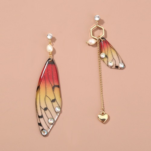 Cross-Border Popular Alloy Resin Butterfly Earrings Gradual Change Butterfly Wings Fashion Earrings for Women