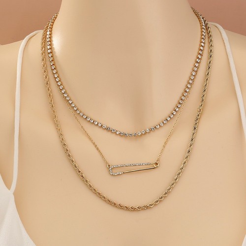 NZ859 KC gold+color protection+rhinestone twist chain