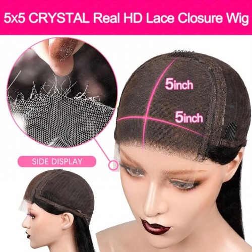 Glueless Invisible HD Lace Straight 13x4 Lace Front Wig 5x5 Lace Human Hair Wigs
