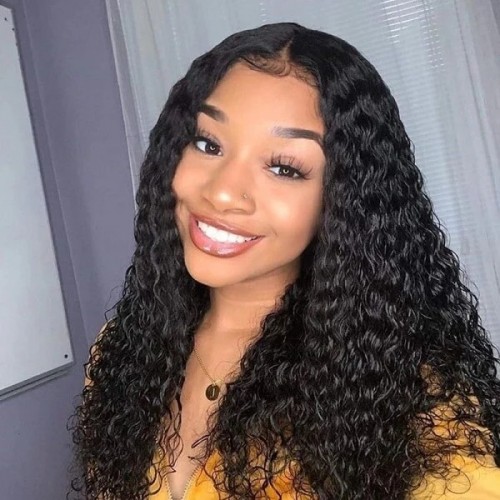 13x6 Full Transparent HD Lace Front Wig Natural Black Color Jerry Curly Hair