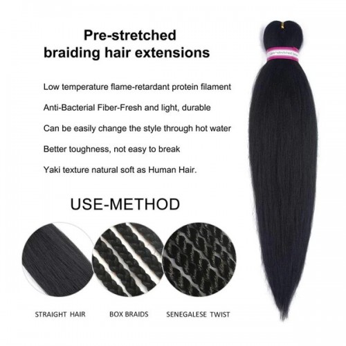 Gogoodhair Easy (12-48 Inch 1B#) Pre-Stretched Synthetic Braiding Hair, 8 packs Crochet Braids Hair Extension