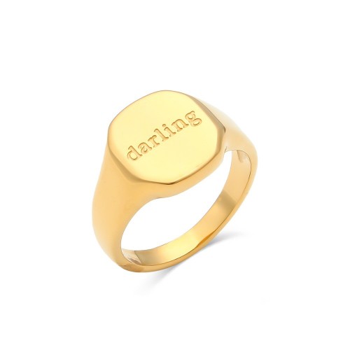 European and American New INS Style Letter Ring with English Alphabet, Titanium Steel Plated 18K Gold Color Ring for Women's Accessories Wholesale