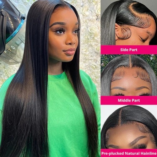 30 Inch Long Glueless Wigs 13x4 HD Lace Front Human Hair Wigs 250 Density Straight Lace Frontal Wigs