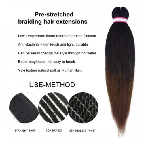 Gogoodhair Easy (16 Inch 4 Colors Pack of 1) Pre-Stretched Braiding Hair Synthetic Braiding Hair, Crochet Braids,Hot Water Setting Braid, Soft Yaki Straight Texture Easy Braid Crochet Hair Extensions for Women