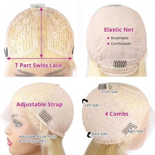 1B/613 Ombre Blonde Lace Front Wig Body Wave Human Hair Wigs 28 30 Inch