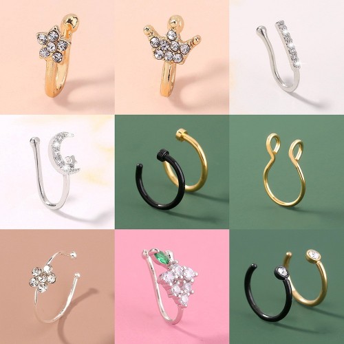 European and American Cross-Border Patterned Spring U-Shaped Nose Ring: Trendy Unisex Faux Nose Ring, Nose Clip Wholesale