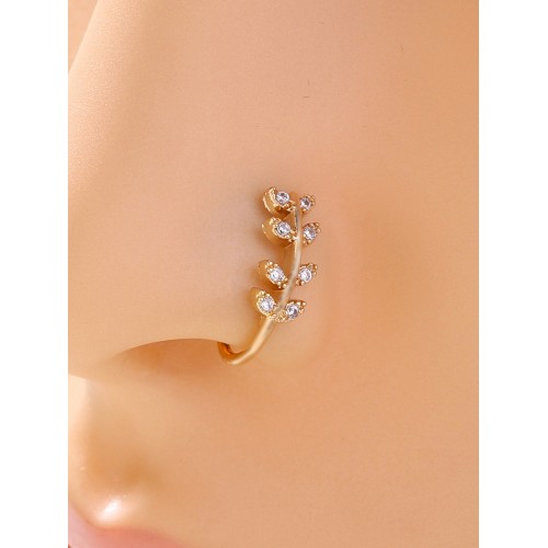 Cross-Border European and American 2024 New Flower Zircon Nose Ring: Minimalist Geometric U-Shaped Copper Micro Inlaid Non-Piercing Nose Stud Piercing Accessory