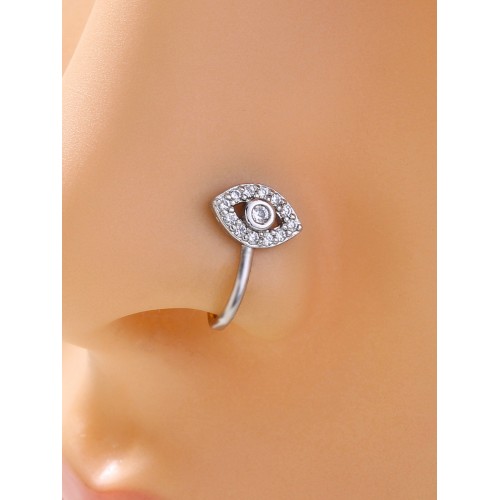 Cross-Border European and American 2024 New Flower Zircon Nose Ring: Minimalist Geometric U-Shaped Copper Micro Inlaid Non-Piercing Nose Stud Piercing Accessory