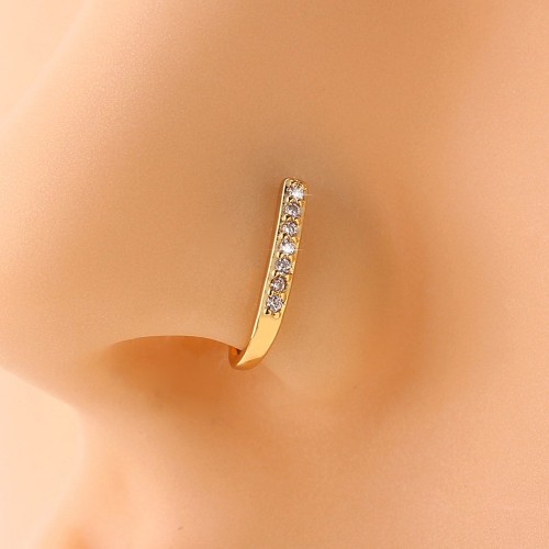 European and American Cross-Border Accessory: Geometric U-Shaped Piercing Accessory, Vintage Square Nose Ring, Copper Inlaid Diamond Nose Stud, Nose Clip Wholesale