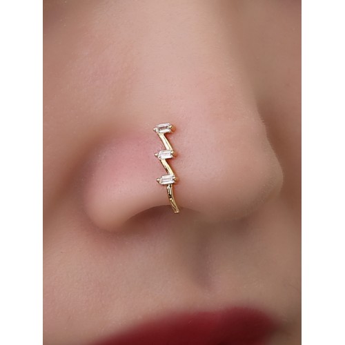 European and American Non-Piercing Piercing Accessory: Personalized Creative Flower Moon Nose Ring, Copper Micro Inlaid U-Shaped Nose Clip Faux Nose Jewelry for Women