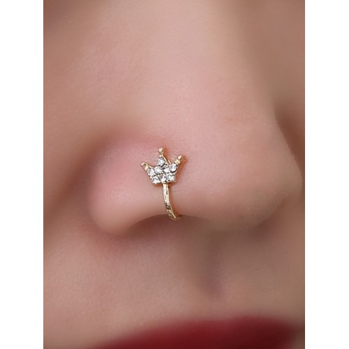 European and American Non-Piercing Piercing Accessory: Personalized Creative Heart Flower Nose Ring, Copper Micro Inlaid U-Shaped Nose Clip Faux Nose Jewelry