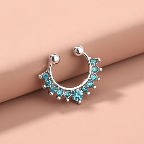 European and American Cross-Border Trendy Hot-Selling Accessory: Personalized Fashion Multi-Color Diamond Nose Ring, Piercing Nose Stud for Women