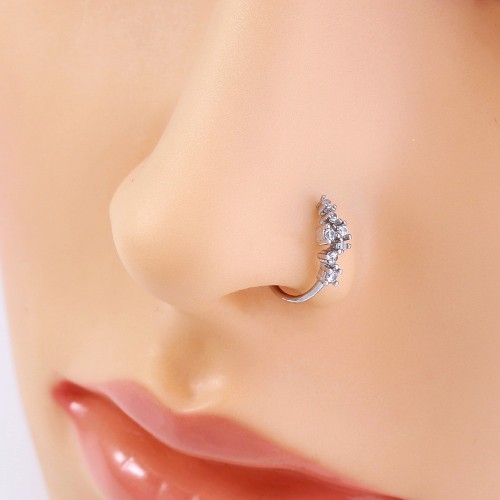 Hot-selling Electroplated Amazon Bestseller Series Nose Clip: European and American Copper Inlaid Zircon No-Hole Piercing Clip-On Faux Nose Ring, Nose Stud